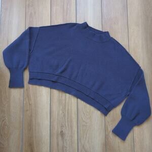 Free People Easy Street Cropped Blue Comfortable Sweater Size M